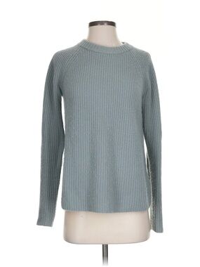 Vince 100% Cashmere Ribbed Crewneck Sweater in Dusty Blue